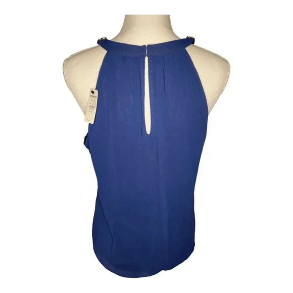 NEW Express Women’s Medium Navy Blue Dressy Halter Top With Jeweled Neckline NWT - Picture 3 of 4
